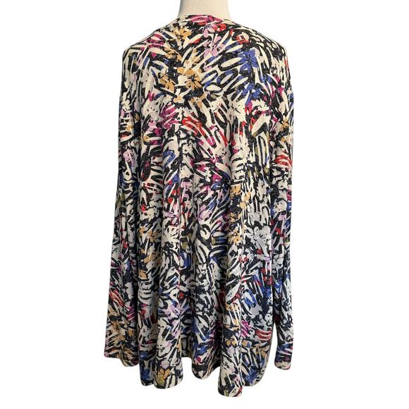 Nic+Zoe Doodle Camo Long Sleeve Tee Womens Sz 3X Multicolor Scribble Knit Tunic - Picture 4 of 9